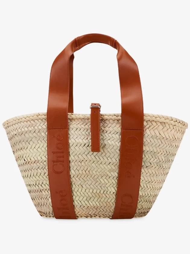 Sense Medium Raffia Basket Tote Bag Beige Brown - CHLOE - BALAAN 3