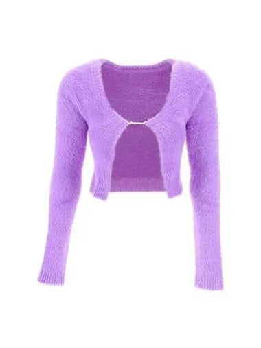 Jacquemus Women s Steel Fluffy Open Crop Cardigan Purple 22KN010 2380 - JACQUEMUS - BALAAN 1