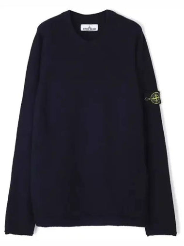 Crew Neck Wool Knit Top Navy - STONE ISLAND - BALAAN 1