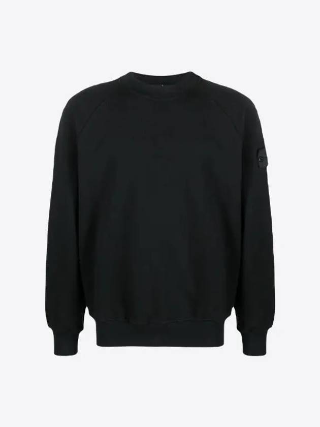 Shadow Logo Crew Neck Cotton Sweatshirt Black - STONE ISLAND - BALAAN 2