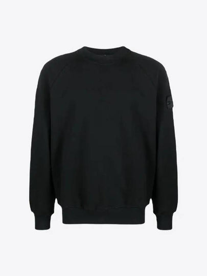 Shadow Logo Crew Neck Cotton Sweatshirt Black - STONE ISLAND - BALAAN 2