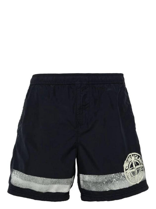 Striped One Print Swim Shorts Navy - STONE ISLAND - BALAAN 1