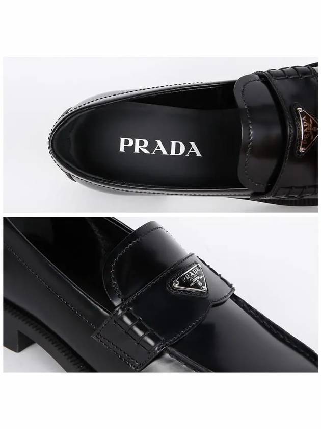 Triangle Logo Leather Loafers Black - PRADA - BALAAN 5