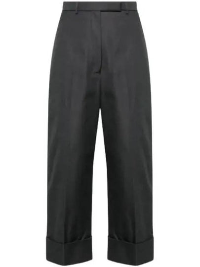 High Waist Cotton Canvas Straight Pants Dark Grey - THOM BROWNE - BALAAN 2