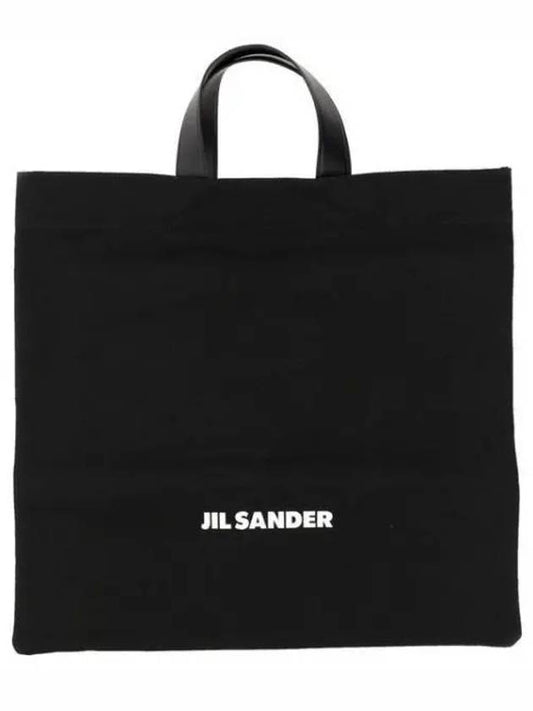 Logo Print Square Canvas Tote Bag Black - JIL SANDER - BALAAN 2