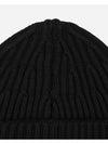 Logo Patch Rib Wool Beanie Black - STONE ISLAND - BALAAN 4