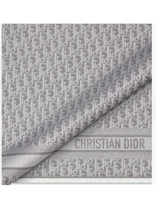 Oblique Cashmere Silk Wool Muffler Grey - DIOR - BALAAN 4