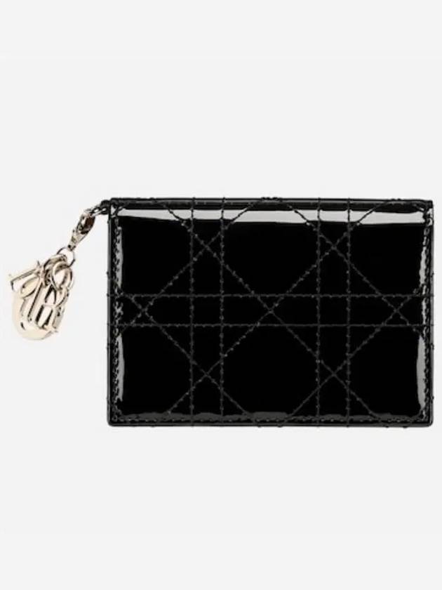 Lady Cannage Patent Calfskin Flap Card Wallet Black - DIOR - BALAAN 3