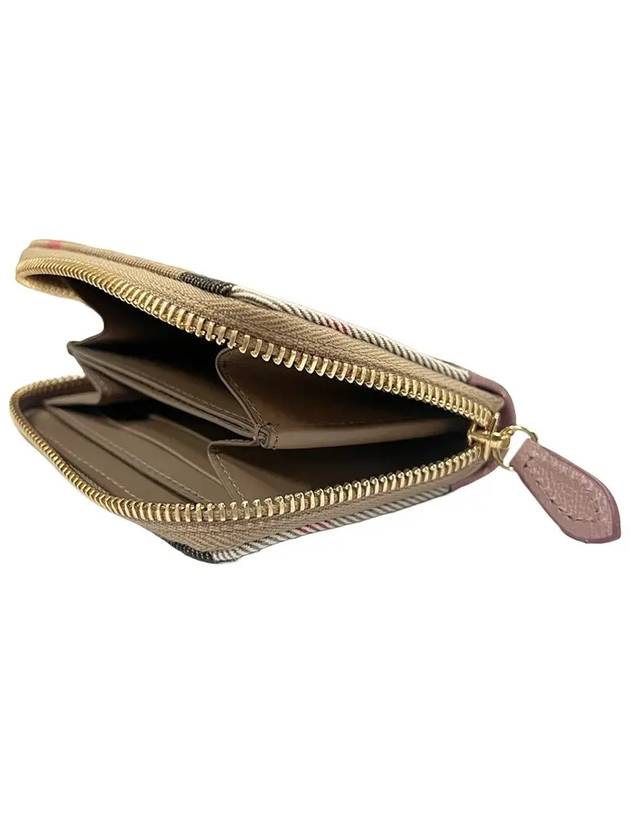 Check Zipper Around Card Wallet Indie Pink Brown - BURBERRY - BALAAN 7