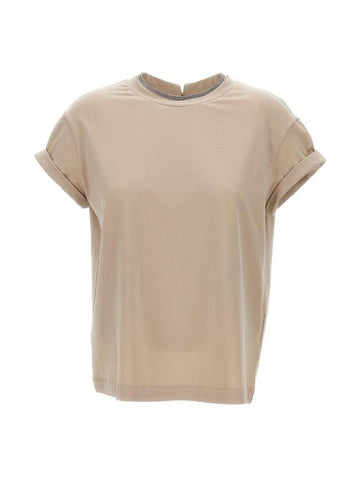 Monil Crew Neck Short Sleeve T-Shirt Beige - BRUNELLO CUCINELLI - BALAAN 1