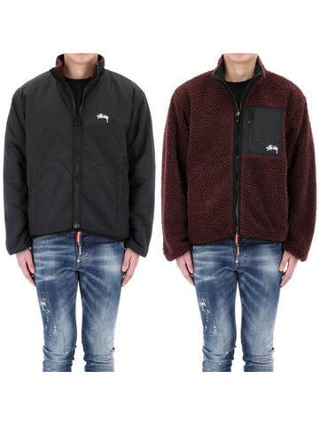 24SS Sherpa Reversible Jacket 118529 BURGUNDY - STUSSY - BALAAN 1