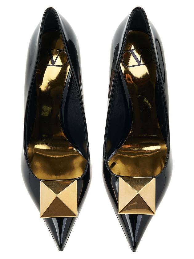 Women's One-Stud Pumps Heel Black - VALENTINO - BALAAN.