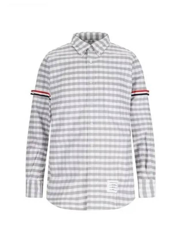 Men's Check Oxford Long Sleeve Shirt Grey - THOM BROWNE - BALAAN 2