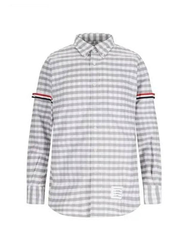 IDomestic shippingI RWB arm banding gingham check Oxford shirt MWL150E 04569 035 kr 204723 - THOM BROWNE - BALAAN 1