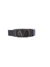 V Logo Buckle Leather Belt Black - VALENTINO - BALAAN 1