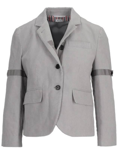 FIT 3 - HIGH ARMHOLE SPORTCOAT (UNCONSTRUCTED) W/ TONAL GG PLACKET AND ARMBAND IN CORDUROY - THOM BROWNE - BALAAN 1