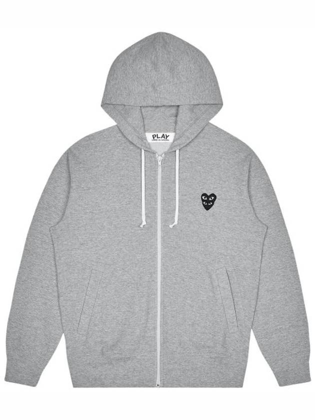 Men's Black Double Heart Waffen Zip Up Hoodie Grey - COMME DES GARCONS - BALAAN 2