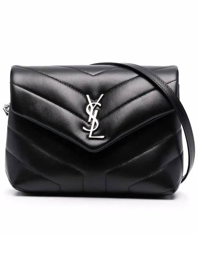 Toy Loulou Strap Shoulder Bag In Quilted Leather Black - SAINT LAURENT - BALAAN 3