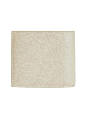 Tiny Cassandre Logo Plaque Half Wallet Beige - SAINT LAURENT - BALAAN 1