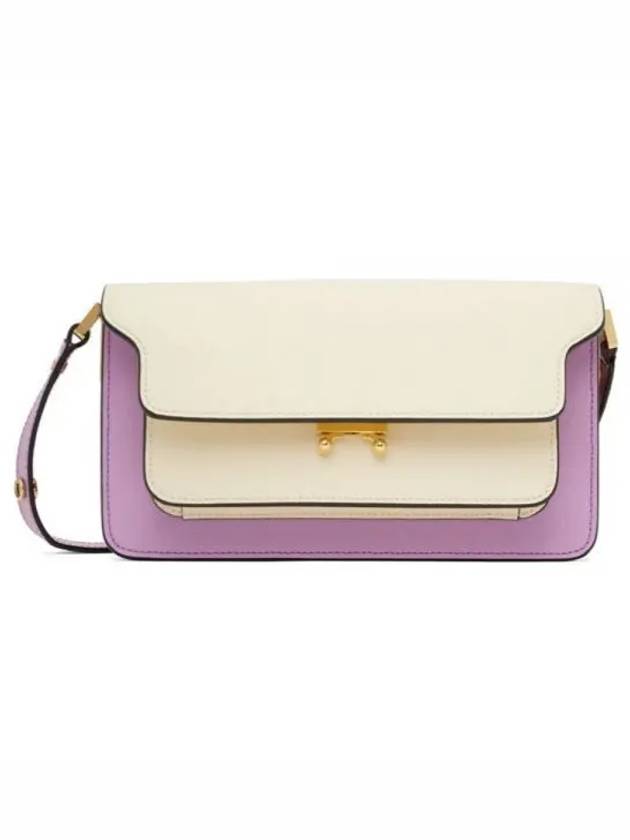 Color Block Trunk Leather Shoulder Bag White Light Lila - MARNI - BALAAN 2