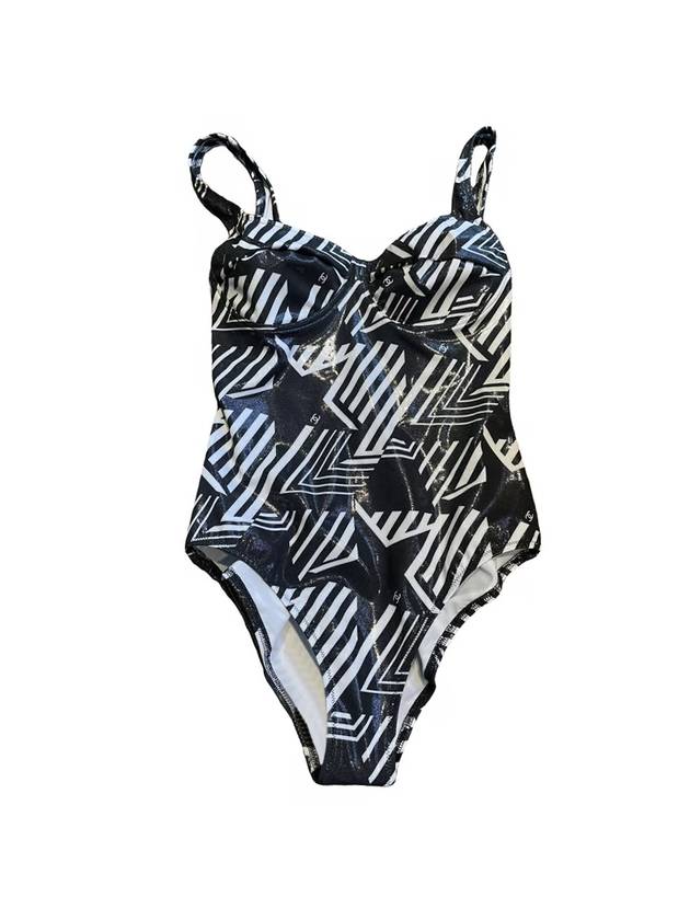 Coco Beach One Piece Swimsuit Black White - CHANEL - BALAAN 1