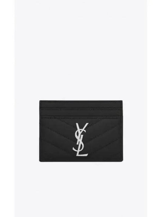 Cassandre Matelasse Card Case In Grain De Poudre Embossed Leather Black - SAINT LAURENT - BALAAN 2