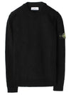 Logo Patch Crew Neck Wool Knit Top Black - STONE ISLAND - BALAAN 2