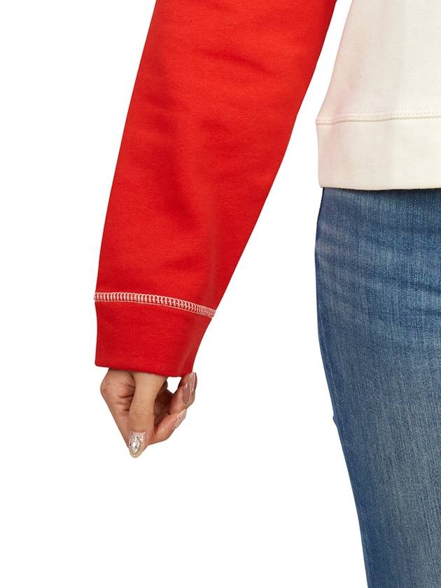 Isoli Ragran Logo Contrast Sleeve Sweatshirt White Red - GANNI - BALAAN 10