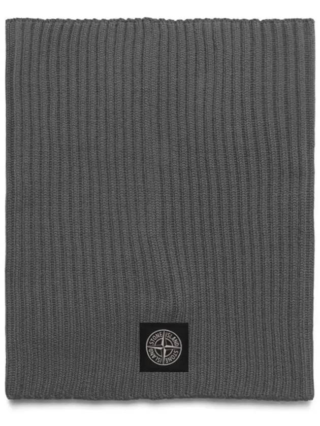 Logo Wool Snood Muffler Dark Grey - STONE ISLAND - BALAAN 3