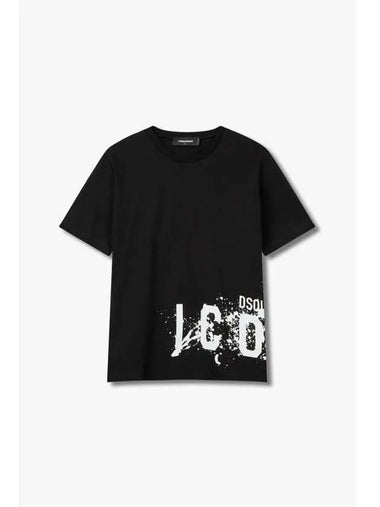 Men s Splash Logo Crewneck T Shirt Black - DSQUARED2 - BALAAN 1