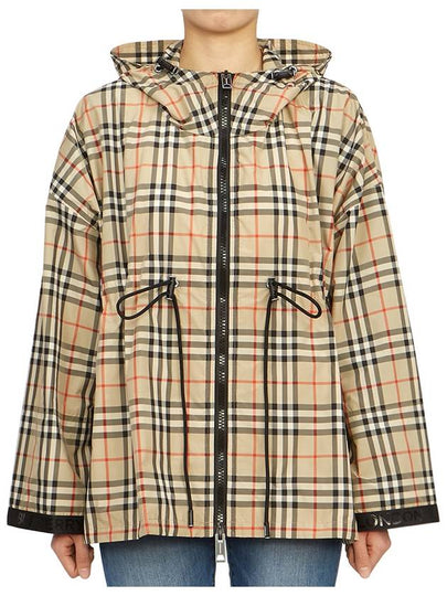 Women's Back-tone Check Zip-up Hooded Jacket Beige - BURBERRY - BALAAN 2