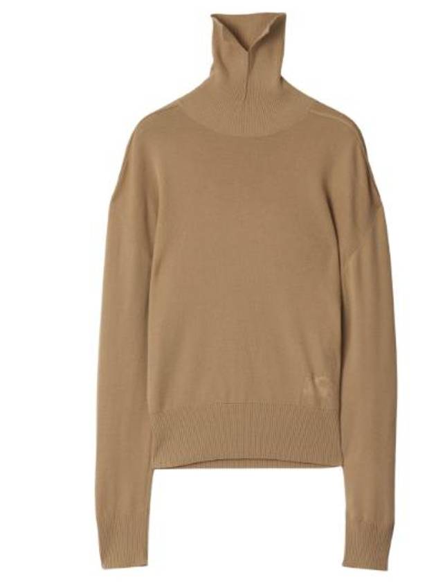 Roll Neck Wool Knit Top Flax - BURBERRY - BALAAN 6