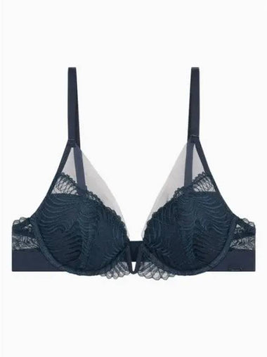 Underwear Women CK Black Geo Lace AF Plunge Bra QF7907ADPPK - CALVIN KLEIN - BALAAN 1