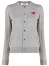 Play Red Heart Logo Print Wool Cardigan Gray - COMME DES GARCONS - BALAAN 2