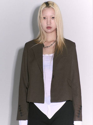 BACK OPEN BLAZER Khaki brown - GYEOL - BALAAN 1