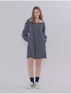 Stripe Collar Midi Dress Navy - METAPHER - BALAAN 1