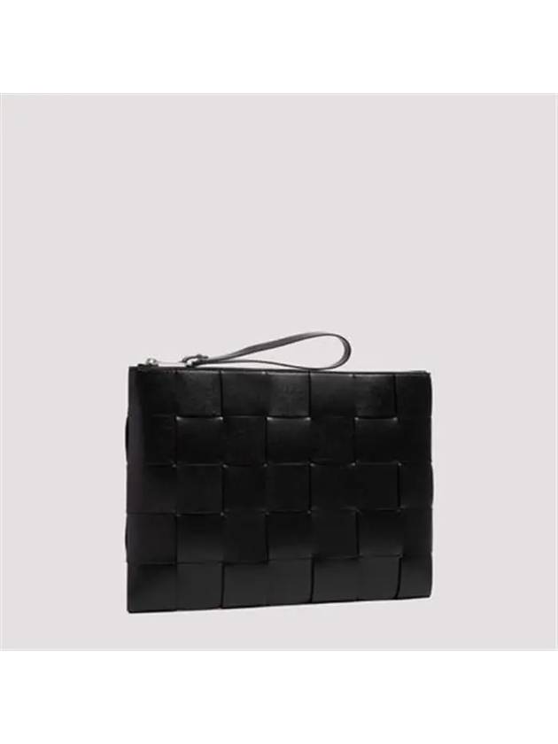 Intrecciato Weaving Strap Clutch Bag Black - BOTTEGA VENETA - BALAAN 4