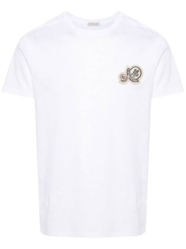 Double Logo Patch Round Short Sleeve T-Shirt White - MONCLER - BALAAN 2