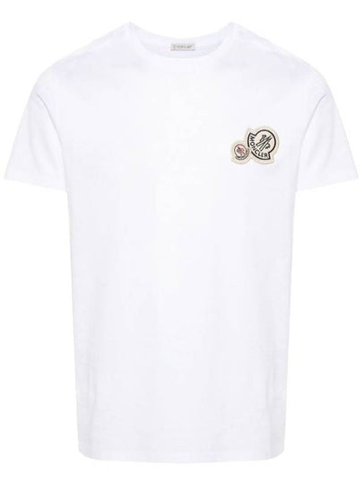 Double Logo Patch Round Short Sleeve T-Shirt White - MONCLER - BALAAN 2