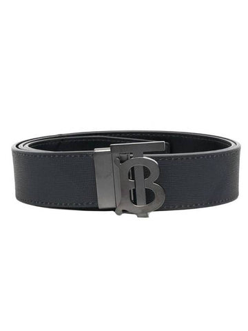Men's Check Reversible Leather Belt Charcoal Graphite - BURBERRY - BALAAN 1