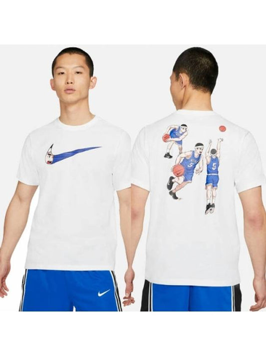 Swoosh Basketball Cartoon Short Sleeve T-Shirt White - NIKE - BALAAN 2