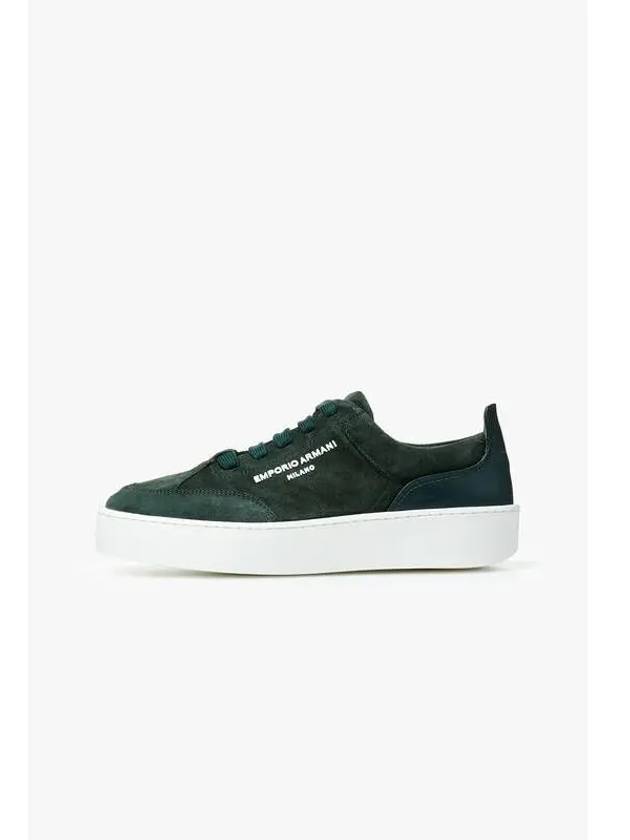 Women s Embossed Logo Suede Sneakers Green - EMPORIO ARMANI - BALAAN 1