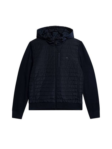 Pierre Knit Hybrid Hooded Zip-Up Jacket Navy - J.LINDEBERG - BALAAN 1