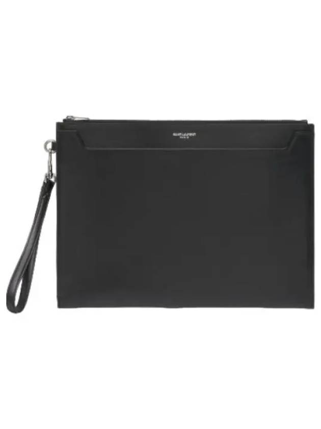 Smooth Leather Strap Pouch Black Bag - SAINT LAURENT - BALAAN 1