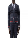 Donegal Tartan Stripe V-Neck Cardigan Grey - THOM BROWNE - BALAAN 2