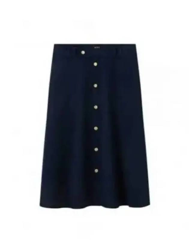 Jamie Mid Waist Cotton A-Line Skirt Dark Navy - A.P.C. - BALAAN 2