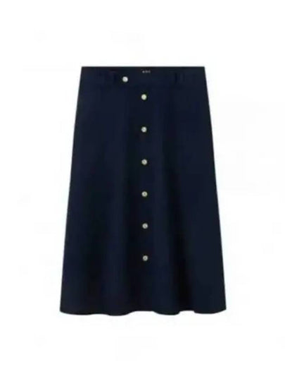 Jamie Mid Waist Cotton A-Line Skirt Dark Navy - A.P.C. - BALAAN 2