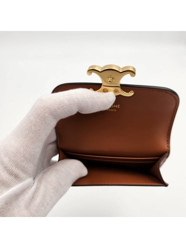 Triomphe Canvas Flap Card Holder Tan Brown - CELINE - BALAAN 8