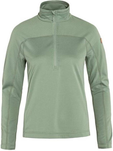 Women's Abisko Lite Fleece Half Zip-Up Long Sleeve T-Shirt Misty Green - FJALL RAVEN - BALAAN 1