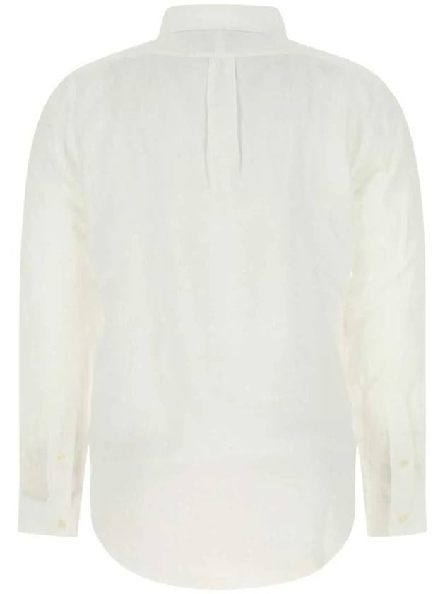 Embroidered Logo Linen Long Sleeve Shirt White - POLO RALPH LAUREN - BALAAN 3